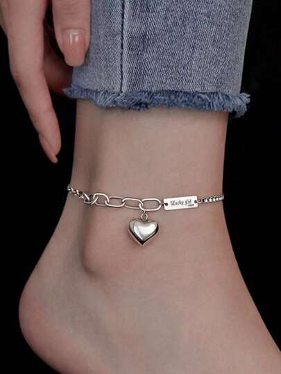Sterling Silver Love Anklet Fashion Simple Charm Women's Anklet Birthday Gift For Friends Exquisite Jewelry Valentines