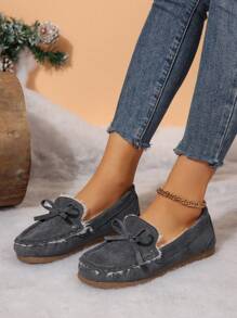 Thermal Lined Women Moccasin Flats, Warm Princess Slip-On Loafers For Winter
