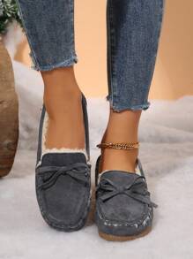 Thermal Lined Women Moccasin Flats, Warm Princess Slip-On Loafers For Winter
