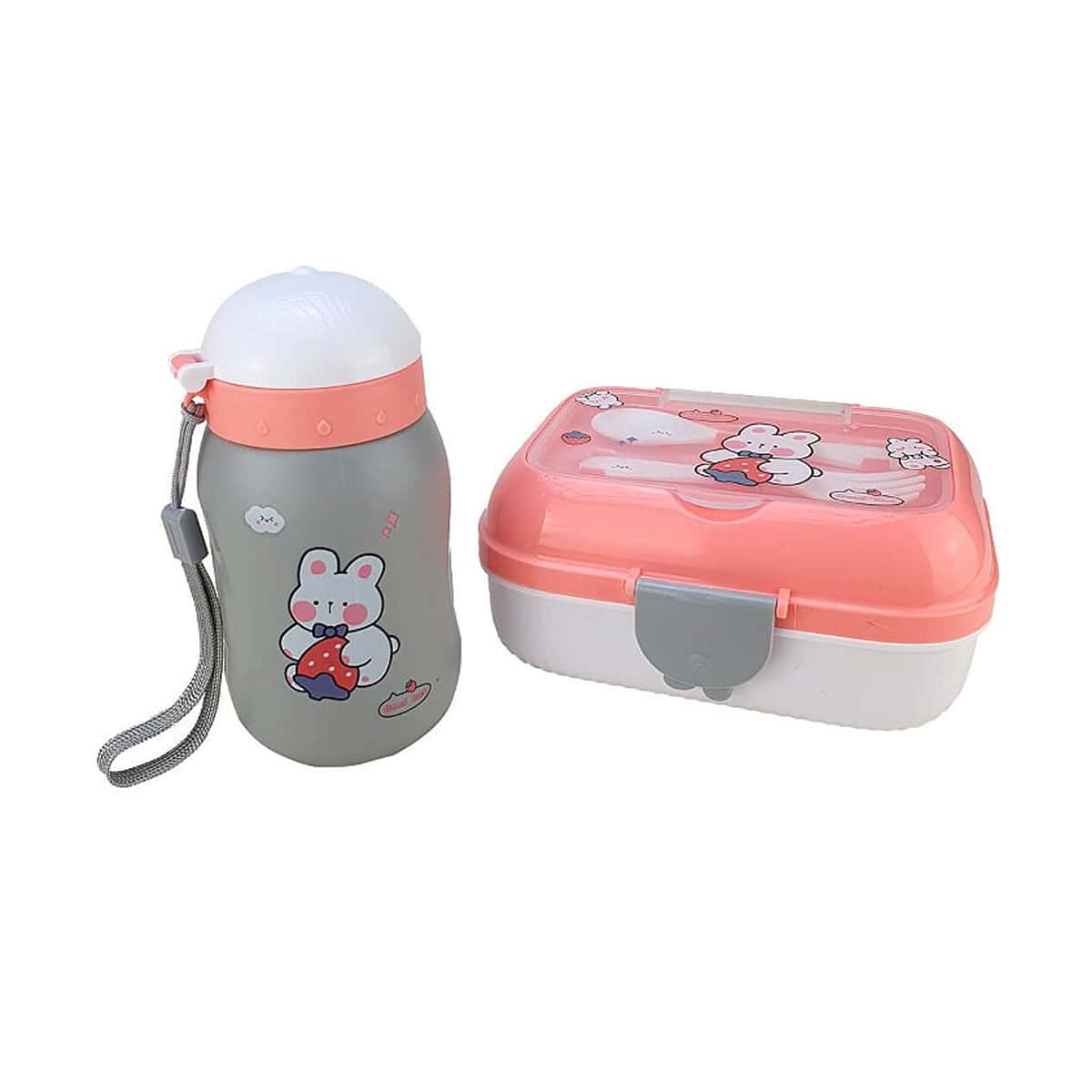 Children's Lunch Box Kit With Divider + Teddy Bear Bottle - trái cam - Xem 1