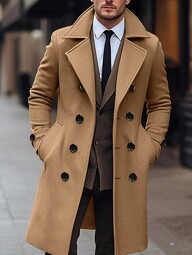 Herren Doppelreiher Mantel, britischer Stil Übergangsmantel für Herbst/Winter