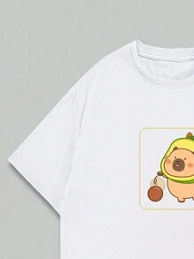 Avocado Animal T-Shirt Men's Premium Cotton Printed Casual Shirt - 白色 - 查看 4