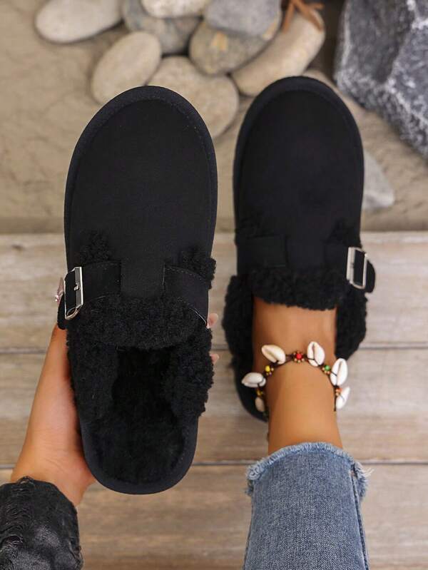 شبشب منزلي بسمك جيد في القاع ووجه مع غطاء إصبع القدم مناسب للطقس البارد من موضة الخريف الشتاء الجديدةرمضان