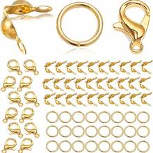 Bộ phụ kiện làm đồ trang sức 130 món/gói bao gồm 50 đầu nối vòng nhảy hở, 50 đầu hạt, nút thắt và 30 móc khóa càng tôm hùm cho vòng tay, vòng cổ, vật dụng làm đồ trang sức tự làm - Nhiều màu - Xem 11