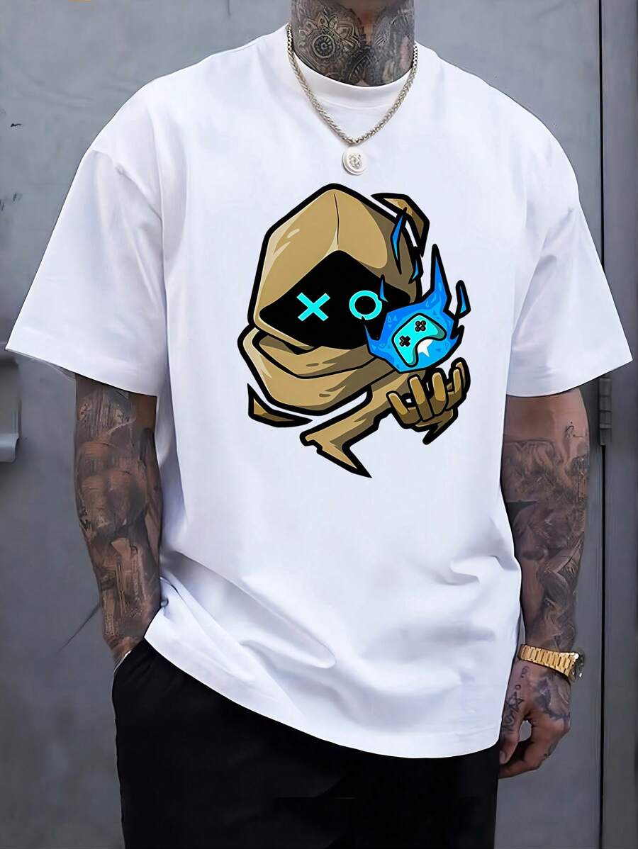 Men's Fashion Cartoon Wizard Shadow Printed T-Shirt