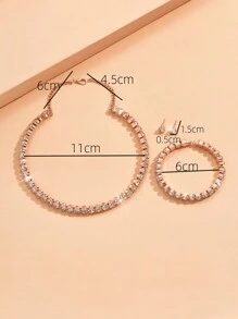 4pcs Women's European And American Fashion Wedding Set Fashion Earrings Necklace Bracelet Rhinestone Bridal Claw Chain Wedding Party Birthday Gift - Silver - View 11