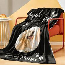 1pc Custom Pet Photo And Text Blanket, Personalized Blanket With Your Pet's Image & Text, Customized Blanket For Pet Remembrance, Design Your Blanket With Any Image, Create Unique Memories, Remembering Your Furry Friend, Cozy Blanket For Office, Commemorate Your Pet's Legacy In Style, Gift For Pet Loss, Pet Memorial Gift, Ideal For Pet Lovers, Gift For Him, Gift For Her - Multicolor - View 5