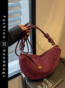 Autumn And Winter Super Fire Niche Suede Bag Women's 2024 New Joker Crossbody Dumpling Bag Under Shoulder.