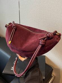 Autumn And Winter Super Fire Niche Suede Bag Women's 2024 New Joker Crossbody Dumpling Bag Under Shoulder.