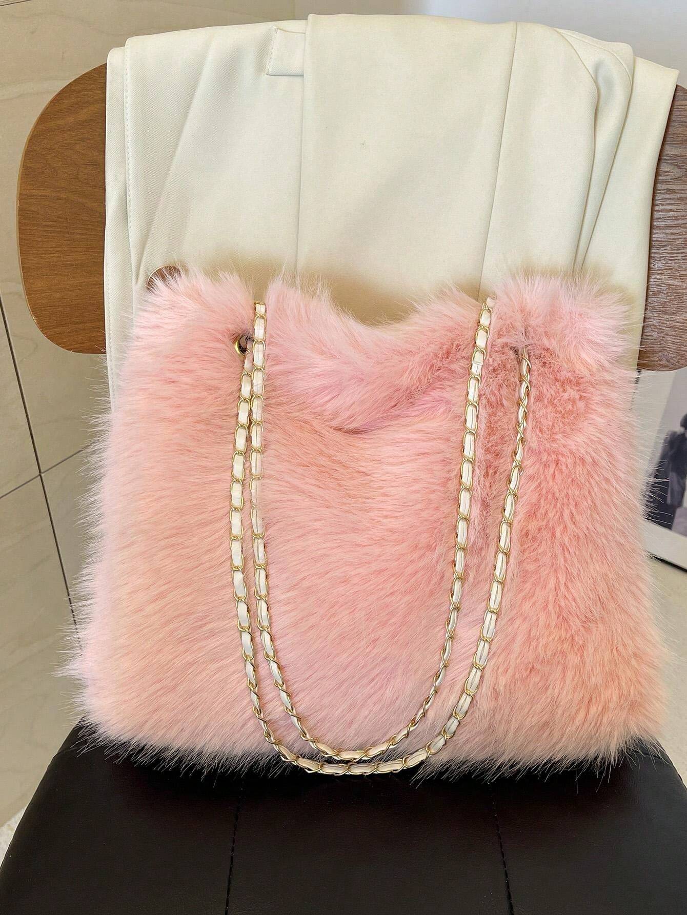1pc Autumn/Winter New Plush Chain Crossbody Bag, Large Capacity Fluffy
