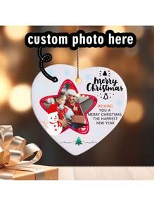 Customize Your Photo Greetings Exclusive Personalized Heart Shaped Ceramic Ornaments Custom Christmas Decorations With Photos And Names Perfect Holiday Gifts And Keepsakes To Enhance The Holiday Spirit And Create Precious Memories Birthday Graduation