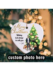 Customize Your Photo Greetings Exclusive Personalized Heart Shaped Ceramic Ornaments Custom Christmas Decorations With Photos And Names Perfect Holiday Gifts And Keepsakes To Enhance The Holiday Spirit And Create Precious Memories Birthday Graduation