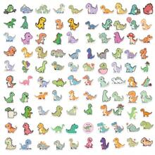 100 张小卡通短腿恐龙涂鸦贴纸吉他笔记本手提箱防水贴纸，适用于剪贴簿、日记本、笔记本电脑、保险杠、滑板、水瓶、电脑、手机 - 彩色 - 查看 4