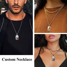 Customized Photo Pendant Necklace, 18K Gold Plated Stainless Steel Chain, Women's Colorful Pendant, Elegant & Minimalist Design, Suitable For Christmas/Birthday/Mother's Day/Thanksgiving