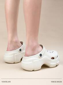 8厘米厚底打孔凉鞋女式夏季一脚蹬厚底沙滩拖鞋休闲防滑包头高跟鞋 EU34-41