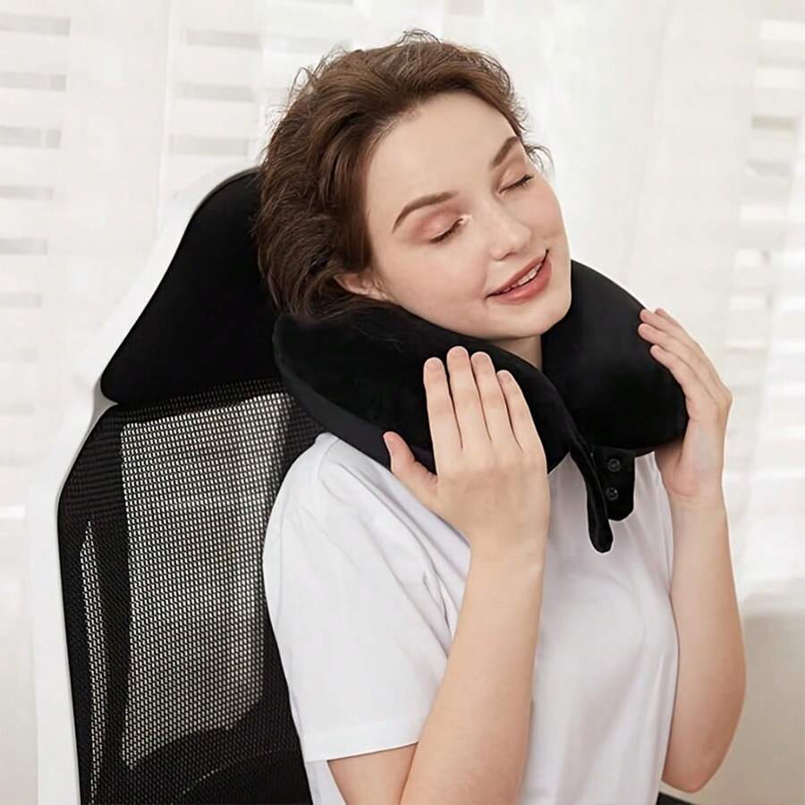 Travel Neck Pillow, Best Memory Foam Airplane Pillow For Head Support