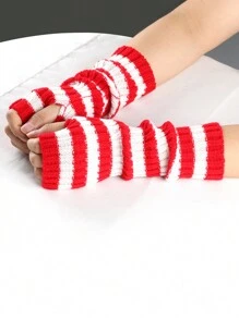 2 đôi: 1 đôi tất chấm bi + 1 đôi găng tay sọc, tất dài hóa trang Giáng sinh, đạo cụ trang điểm tiệc ngày lễ COS tất cao đến đùi chấm bi bọ rùa, găng tay cụt ngón kẻ sọc tiệc Giáng sinh - Nhiều màu - Xem 8