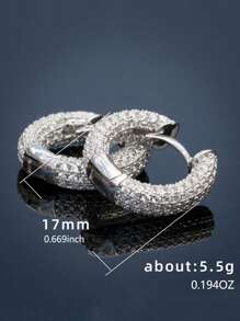 Luxury Full Set Huggie Hoop Earrings, Fashion Earrings For Weddings, Engagements, Suitable For Both Men And Women - Silver - View 6