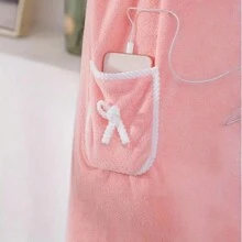 1 Stück ultra-weicher Korallen-Fleece Damen-Bademantel mit Schleifentasche - Dickes, saugfähiges Handtuch-Wickeltuch für luxuriöse Spa-Erfahrung Zuhause, Sommerhochzeit, Badezimmer-Dekoration, Schulanfang