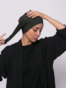 1pc Women Hijab Plain Double Layer Criss-Cross Anti-Slip Long Tassel Headband, Elastic Turban Cap, Breathable & Comfortable Wide Sweatband For Daily Life, Sports, Yoga, Fitness And Fashion Styling Abaya Accessories Lightweight Under Cap