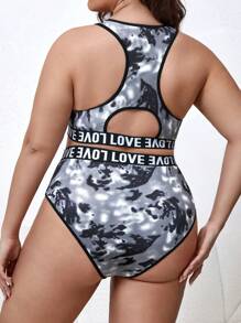 Bộ áo ngực thể thao cỡ lớn, áo ngực và quần lót Racerback tương phản dành cho nữ, cổ tròn thông thường thoải mái, thoáng khí, co giãn - Màu Xám nhạt - Xem 2