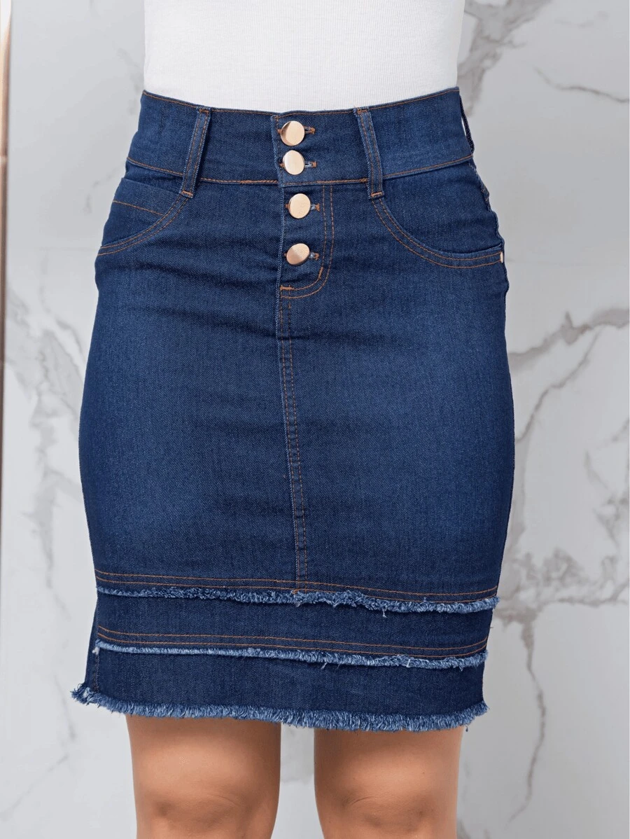 Women Denim Skirts - Rửa tối - Xem 1