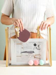 1 件带镜子的珠宝盒旅行便携式项链耳环戒指珠宝收纳盒女士隔层口红珠宝盒，旅行耳环项链戒指盒，粉色紫色珠宝盒支架珠宝收纳盒储物袋珠宝配件适用于戒指耳环项链手链适用于旅行度假巡航夏季假期旅行包旅行用品大学宿舍家庭学校酒店旅行套装必备品 - 彩色 - 查看 3