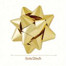 50pcs Self-Adhesive Christmas Bows, 2Inch Electroplated Bright Star Flowers, Five-Color Mixed Glitter Effect Ribbon Bows, Gift Ribbons For Holidays, Parties, Weddings, Valentine's Day, Easter And Daily Gift Wrapping Decor - Red, Green, Blue, Gold, Silver - View 3