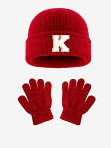 2 seturi pentru bebeluși, căciulă și mănuși moi tricotate cu 26 de litere, costum personalizat drăguț pentru băieți și fete, costum cald și rece de iarnă, potrivit pentru sugari în toamna și iarna, utilizare zilnică caldă la modă