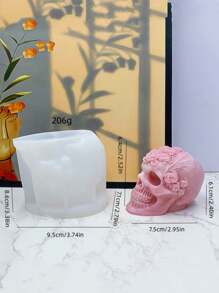 1pc Halloween Rose Flower Skull Silicone Candle Mold, DIY Aromatherapy Plaster Scented Stone Home Decor Accessory Silicone Mold
