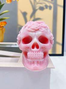 1pc Halloween Rose Flower Skull Silicone Candle Mold, DIY Aromatherapy Plaster Scented Stone Home Decor Accessory Silicone Mold