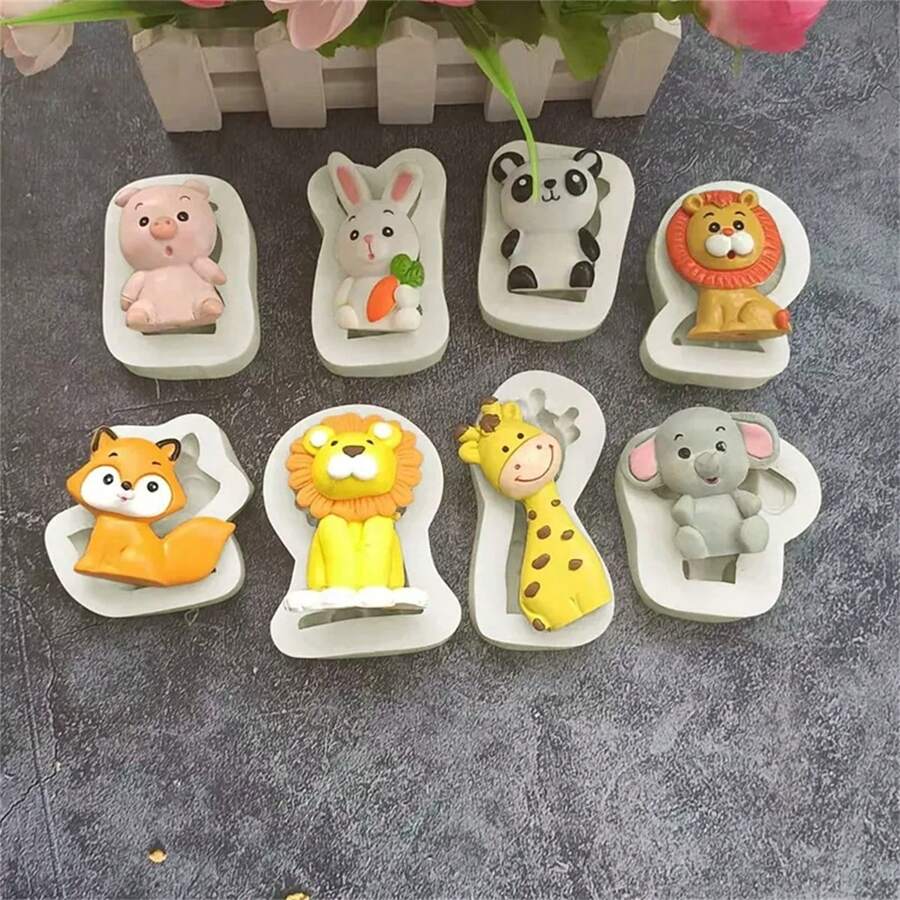 Khuôn làm bánh sô cô la fondant hình động vật hoạt hình bằng nhựa silicon mềm