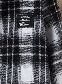 2pcs/Set Young Boys Plaid Hooded Jacket And Solid Color Sweatpants Set, Autumn/Winter - Black - View 5