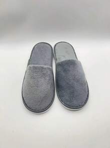 Home Warm Slippers, Casual Disposable Thickened Home Guest House Spa Slippers, Backless Plush Comfort Indoor Footwear - Dark Grey - View 1