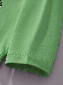 Young Boys Long Sleeve T-Shirt, Cartoon Dinosaur & Car Print, Fashionable Casual Design For Fall And Winter - Green - View 5