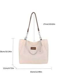 Bolso de hombro con decoración de cadena de unicolor para mujer, minimalista, ligero, de gran capacidad, para compras, uso diario, oficina y viajes, bolso hobo de moda, bolso bandolera, mochila, regalo de agradecimiento para maestros, para adolescentes, mujeres, estudiantes universitarios, niños y hombres, para la escuela, al aire libre, viajes, salidas, trabajo, negocios, trayecto al trabajo