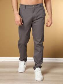 Men's Slim Fit Casual Sport Pants With Built-In Pocket Knife Pocket With Lycra High Durability And Comfort - 深灰色 - 查看 5