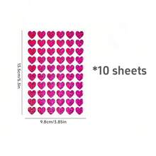 10 Sheets Laser Heart Stickers Pack Mini Color Love Self-Adhesive Marker Notes Decoration For Diary Album Valentine's Day Back To School
