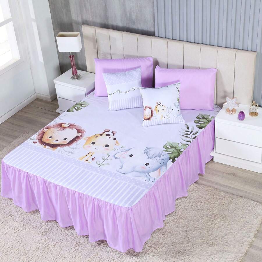 Printed Double Bedspread 5 Pieces For Children's Room Decoration For Boys And Girls - SAFAR* 兒童紫丁香 - 查看 1