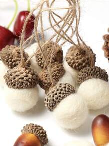 6 peças enfeites de bolota de feltro de natal guirlanda de bola de bolota de feltro outono decoração de bolota pendurada para árvore com lareira de fazenda de natal decoração de parede