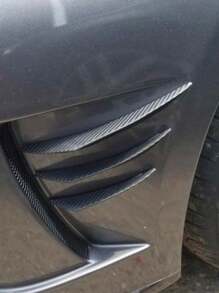 6 件装通用汽车碳纤维纹理保险杠风刀扰流板 - 黑色 - 查看 3