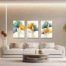 3 件无框墙面艺术帆布印刷品 - 秋叶黄树图片绘画 - 现代墙壁艺术品可作为礼物浴室客厅家庭办公室装饰 - 彩色 - 查看 15