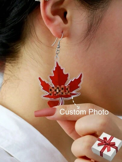 Pendientes personalizados de Acción de Gracias con forma de pavo, pendientes con dije de calabaza tallada y hoja de arce de acrílico, un regalo lindo de acero inoxidable para mujeres/niñas, joyería de otoño para la familia