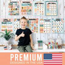 Retro 2 Phonics & Vowel Posters | Set Of 9 | Educational Posters - 白色 - 查看 2