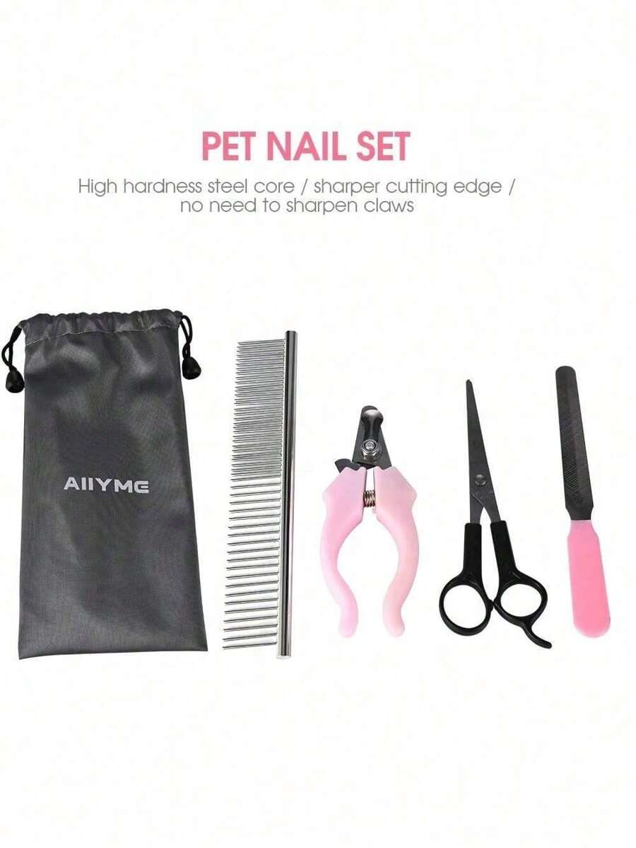 Pet Slow Feeder Bowl Cat Dog Grooming Set Nail Clippers Hair Comb Dogs