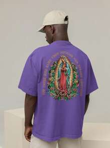 Men's Oversized T-Shirt 100% Premium Cotton Maria Streetwear Shirt - 紫色 - 查看 1