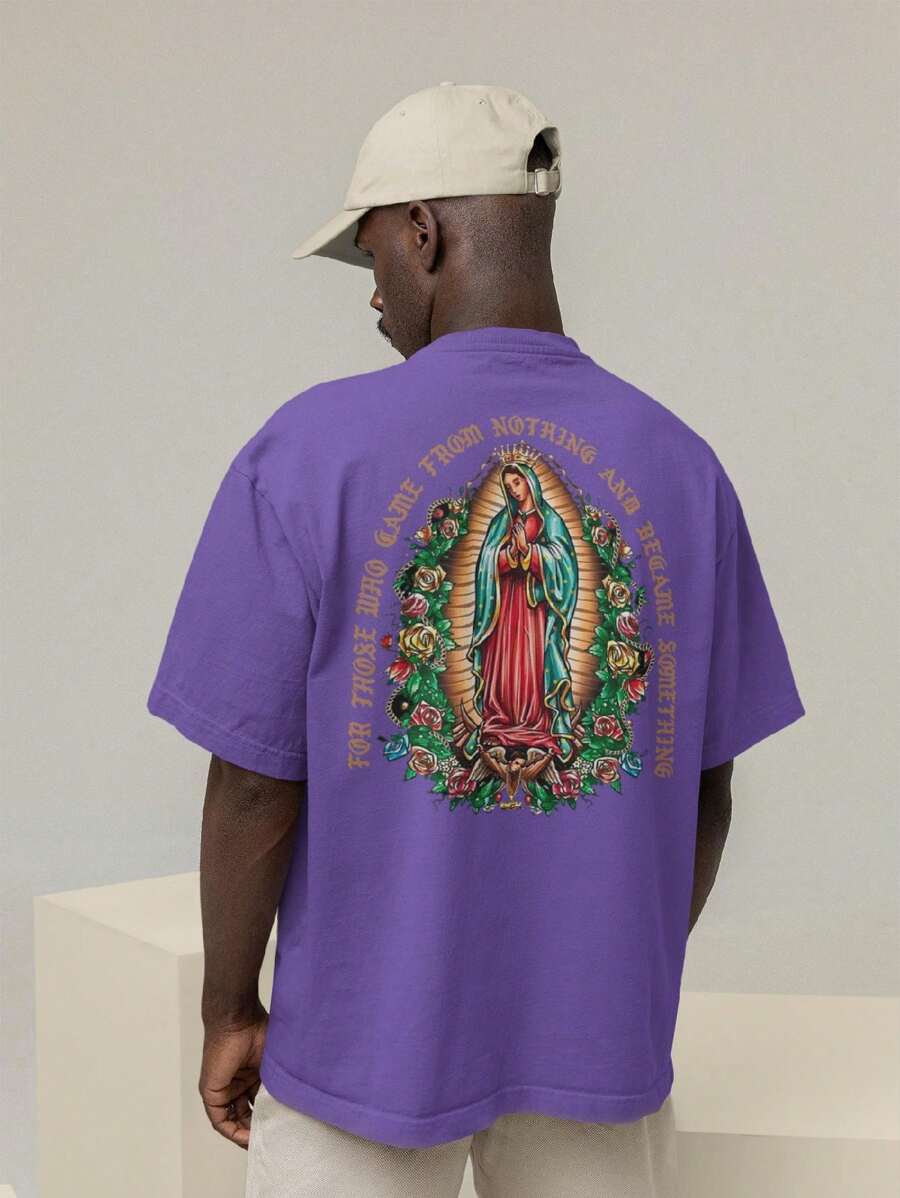 Men's Oversized T-Shirt 100% Premium Cotton Maria Streetwear Shirt - 紫色 - 查看 1