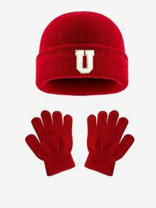 2 seturi pentru bebeluși, căciulă și mănuși moi tricotate cu 26 de litere, costum personalizat drăguț pentru băieți și fete, costum cald și rece de iarnă, potrivit pentru sugari în toamna și iarna, utilizare zilnică caldă la modă