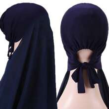 1 pièce Hijabs prêts à porter instantané, foulard à capuche en mousseline de soie de couleur unie pratique pour femmes, accessoires de abaya à porter quotidiennement sous un bonnet voilé