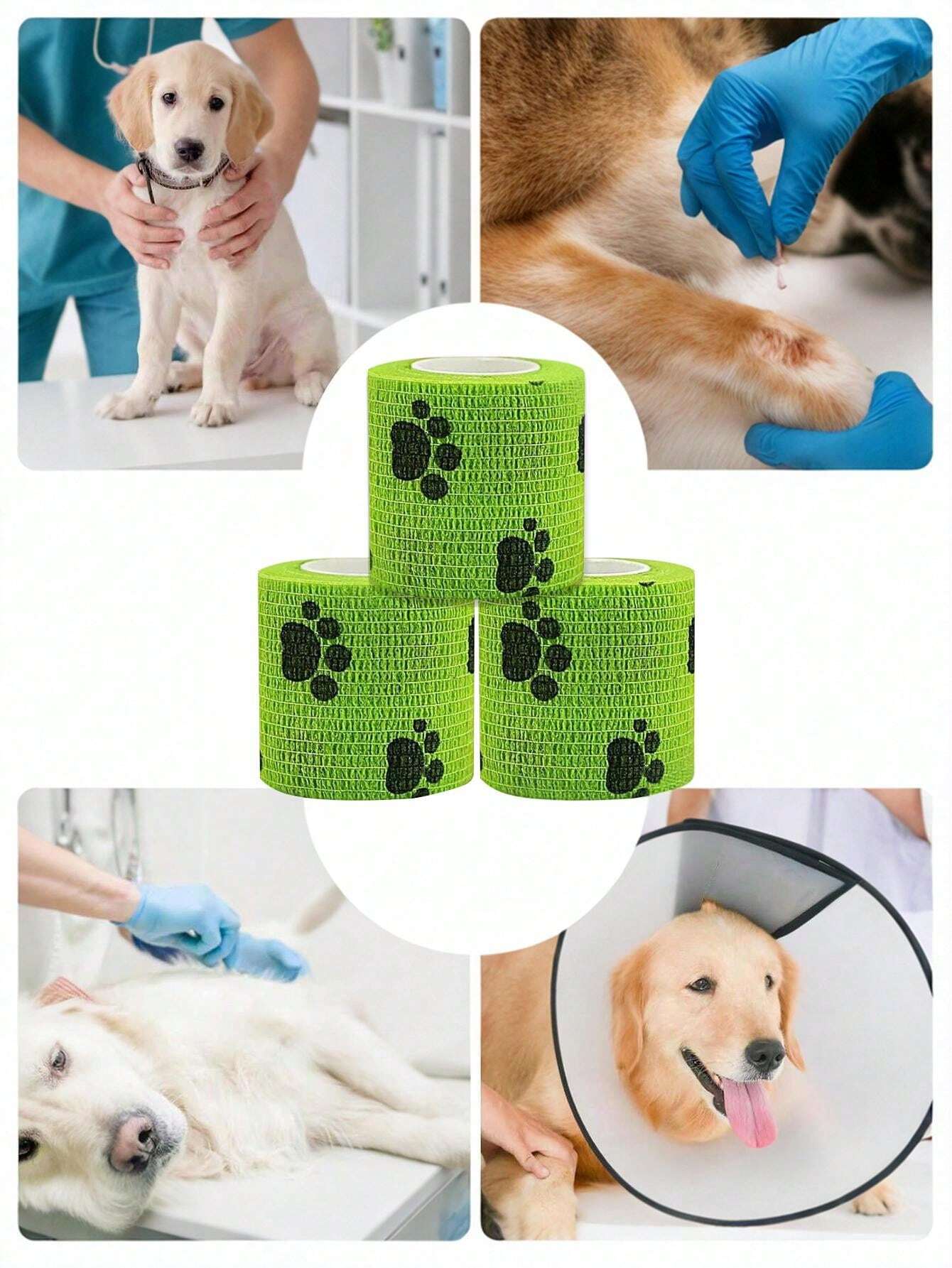 5 rollos de vendaje veterinario Vendaje de compresión seguro y fijo